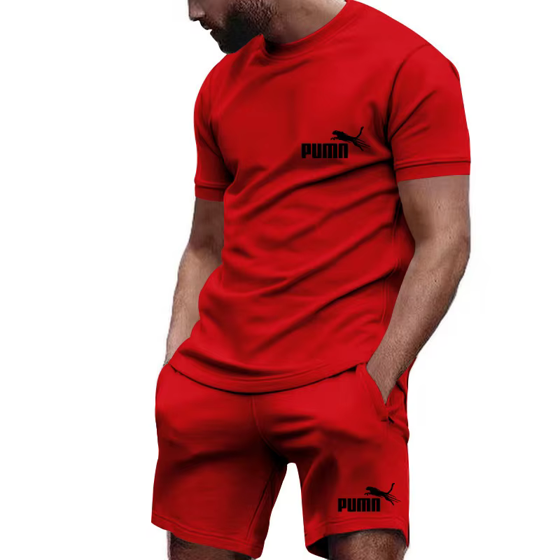 Nouvel ensemble T-shirt et short pour homme été 2026, imprimé, décontracté, col rond, respirant, pou