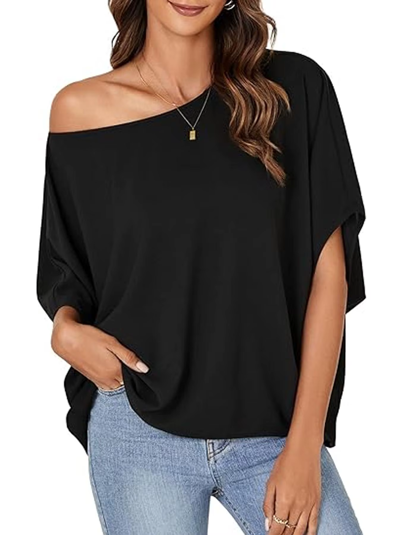 Chemise à manches chauve-souris pour femme, chemisier élégant et confortable pour un usage décontrac