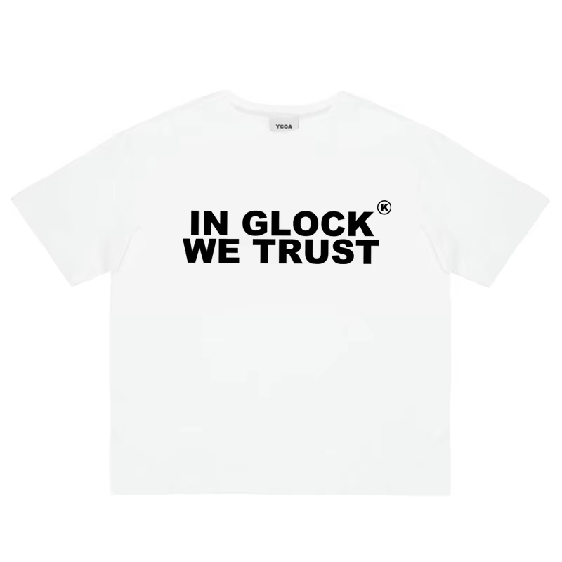 T-Shirt pour hommes IN GLOCK WE TRUST, en coton graphique, surdimensionné, Vintage, Harajuku, à manc