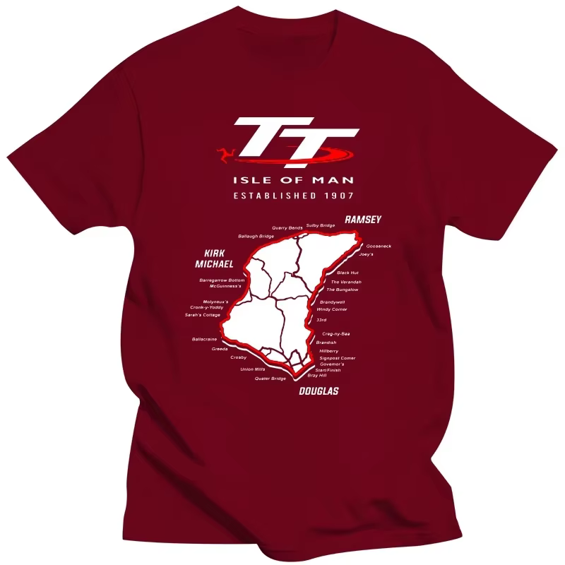 T-shirt Cool Isle of Man TT Map, pur coton naturel, agréable
