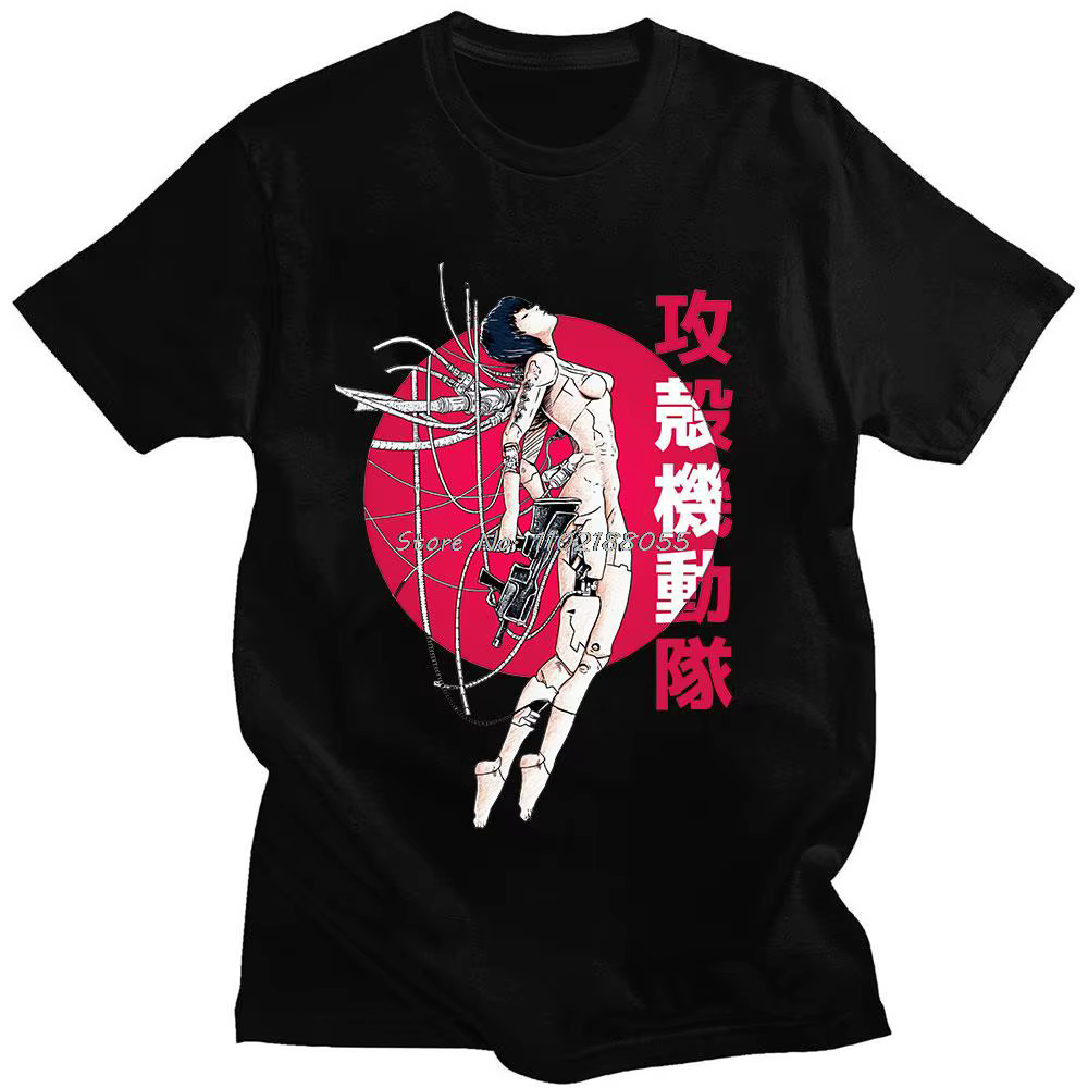 Anime fantôme soldat fantôme dans la coquille T-Shirts hommes coton à manches courtes t-shirt Manga