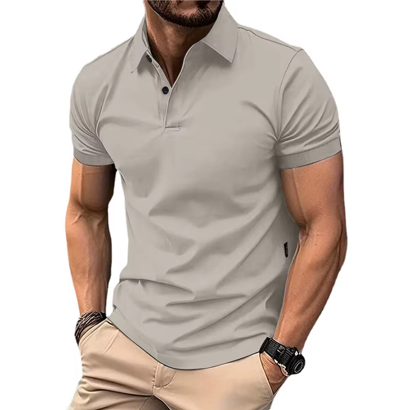 Polo d'été à manches courtes pour hommes, couleur unie, boutons à revers, t-shirts pour hommes, Stre
