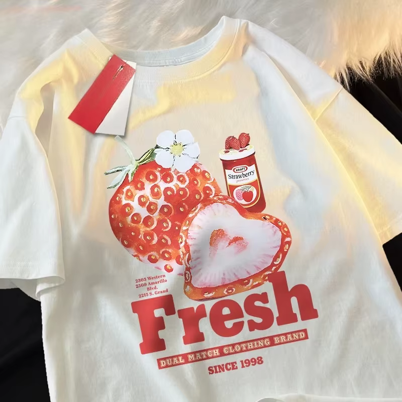Fraise 1998 t-shirts femmes confortable décontracté T-Shirt Couple t-shirts col rond T-Shirt graphiq