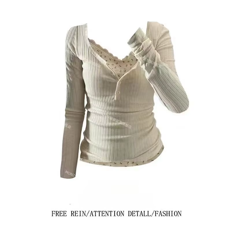 T-Shirt à fleurs grises pour femmes, faux deux pièces, chemise fantaisie à bascule, automne et hiver