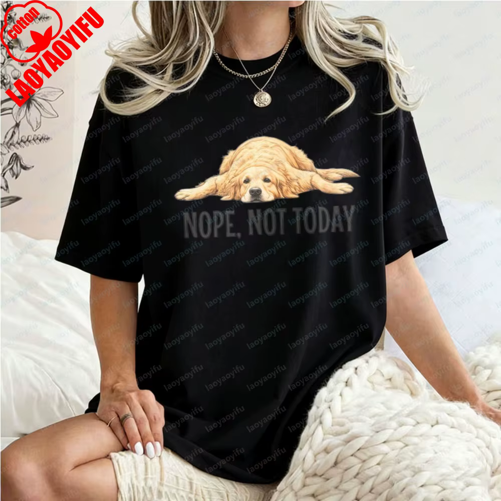 T-shirt Golden Retriever drôle « Non, pas aujourd'hui » – Hauts mignons pour maman de chien, col ron