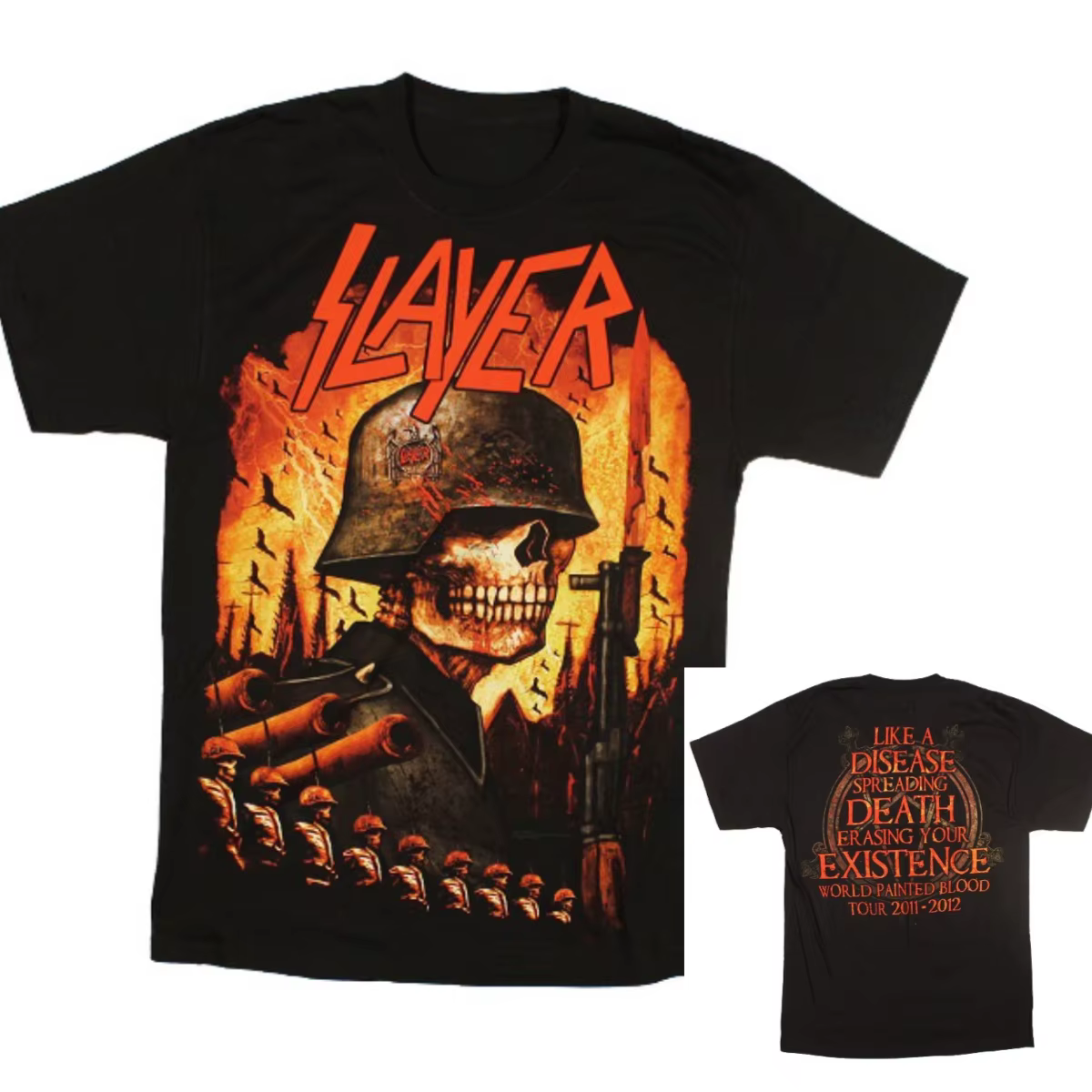 T-Shirt en coton avec image de la bande Hell Awaits Slayer, Streetwear d'été pour hommes et femmes