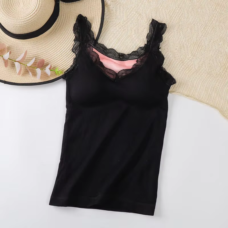 Sous-vêtement thermique gilet intérieur pour femmes chaud hiver Sexy dentelle sans manches débardeur