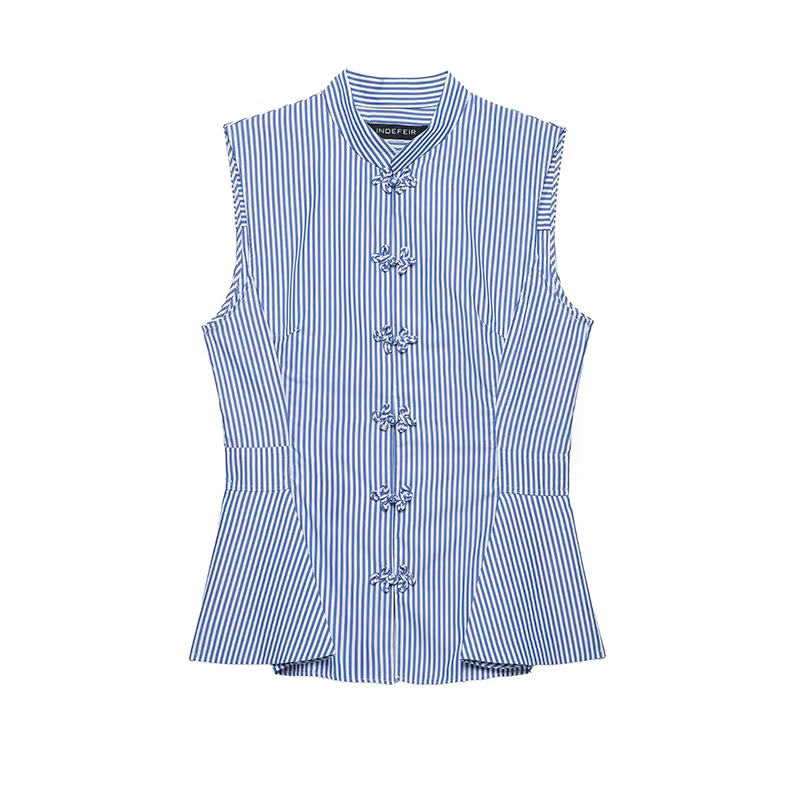 Débardeur Femme Été 2026 Nouvelle Collection Rayé Slim Col Rond Rétro Chic Urbain Élégant Voyage Vac