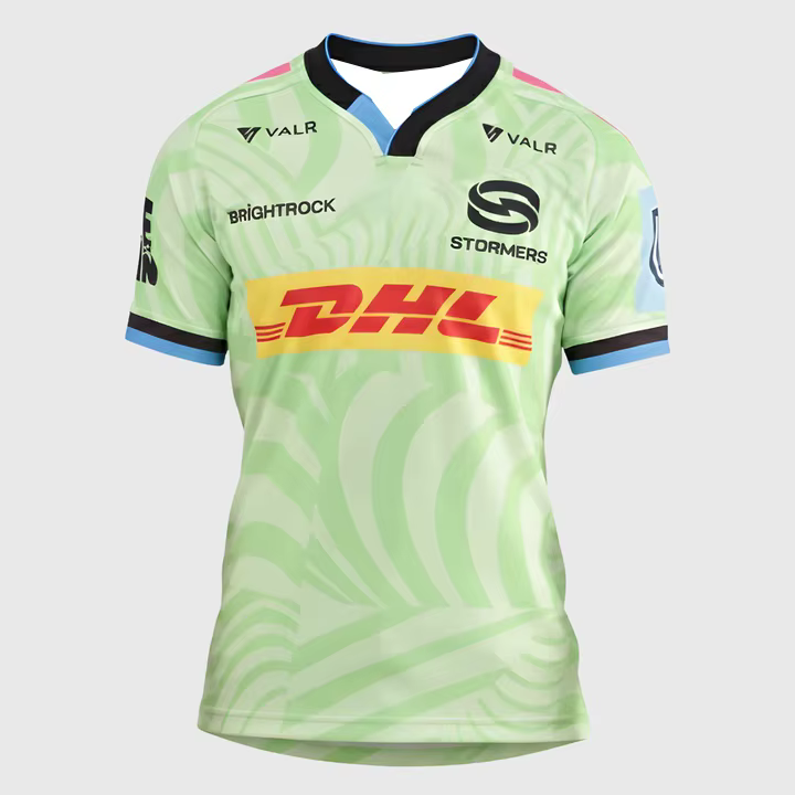 Nouveau Maillot de Rugby Extérieur DHL Stormers 2026 « Vert Clair Abstrait » pour Homme, T-shirt Y2K