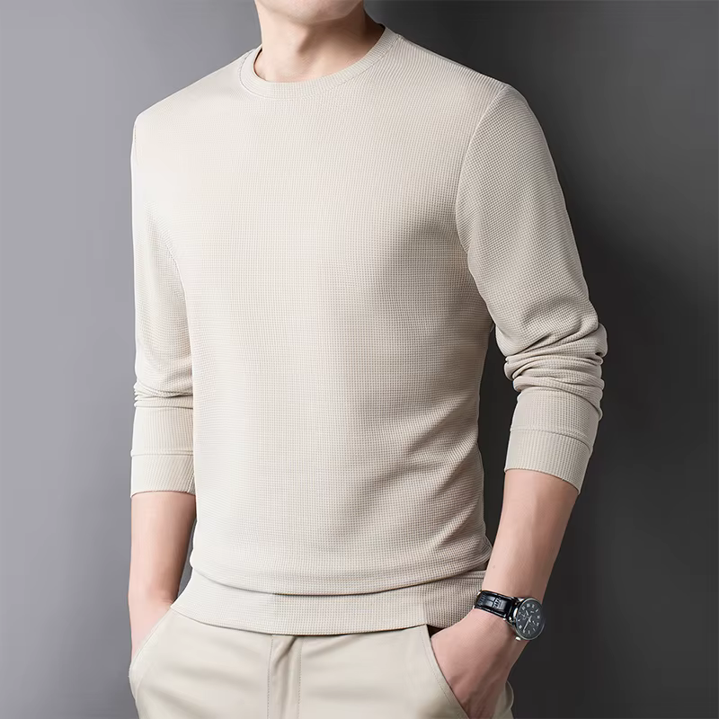 T-shirt décontracté pour homme à col rond en tissu gaufré, respirant, confortable et tendance, à man