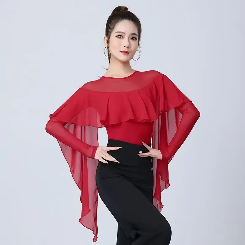 Haut de danse latine Sexy pour femmes, robes de soirée pour salle de bal, vêtements justaucorps, val