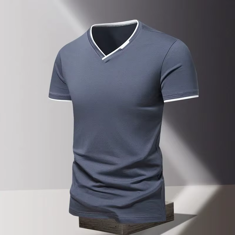 T-shirt à manches courtes et col en V pour homme, collection 2026, vêtements de sport et décontracté