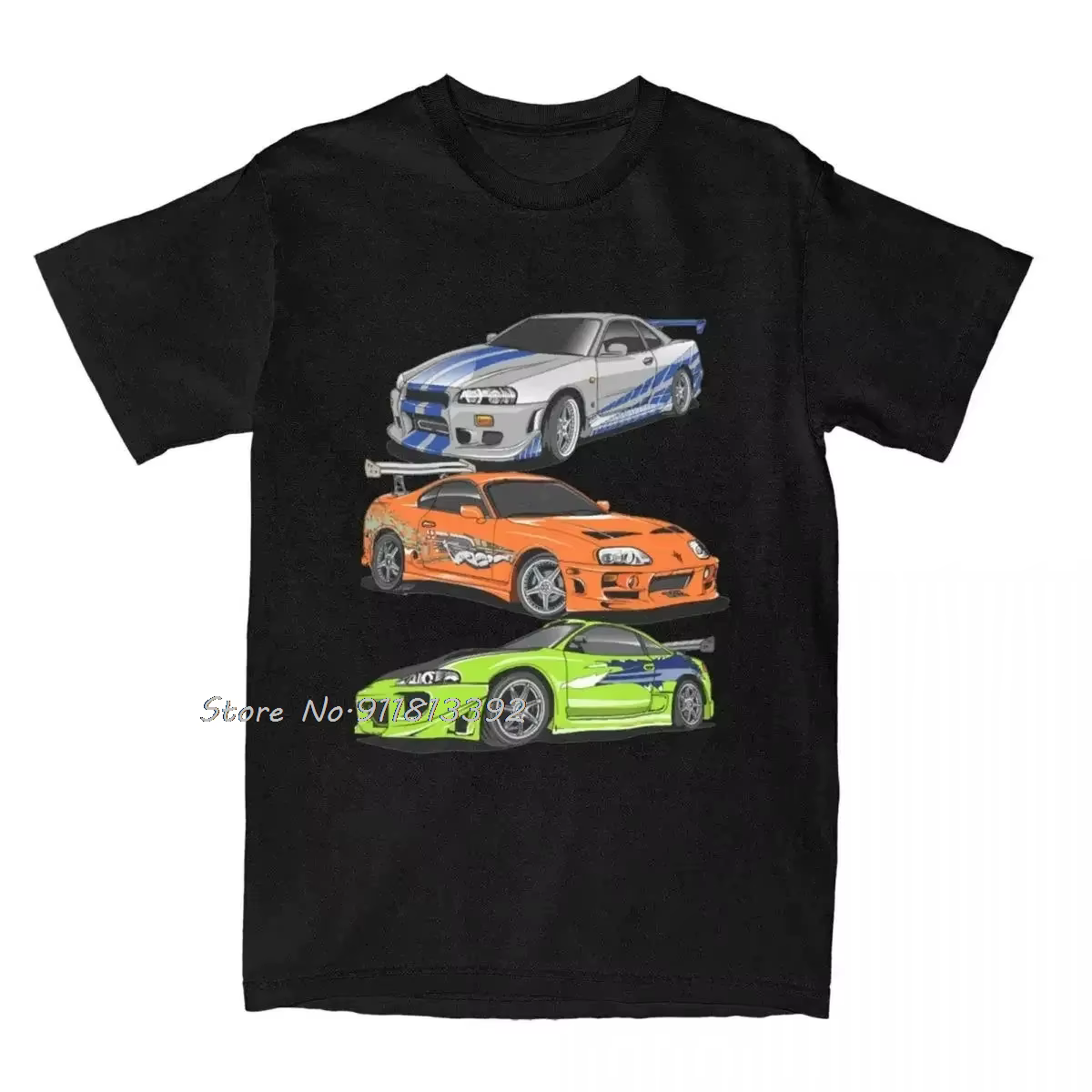 Fast and Furious-T-Shirt à Manches Courtes en Coton pour Homme, Col Rond, Streetwear Décontracté, Vi