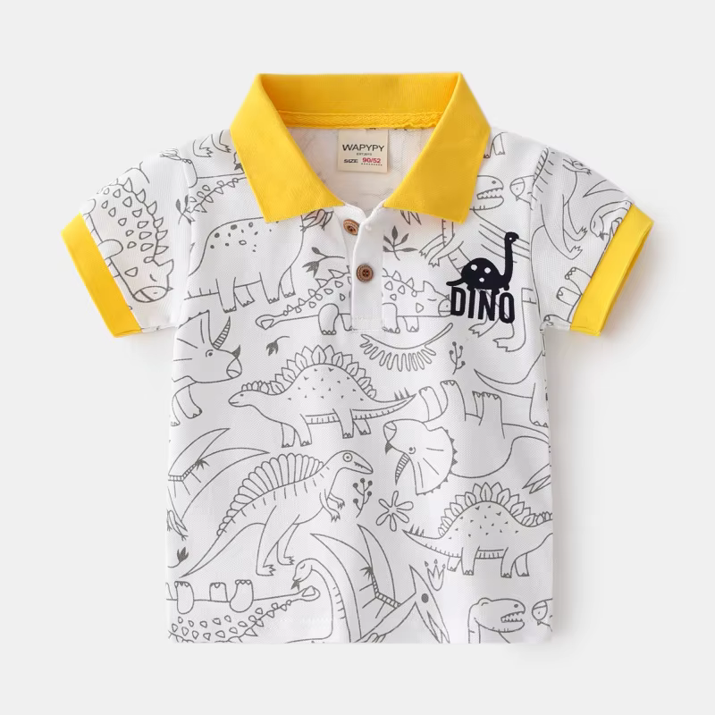 T-shirt polo pour garçon, vêtement pour enfant de 1 à 2, 3, 4, 5, 6 et 7 ans, été, bleu et blanc, ép