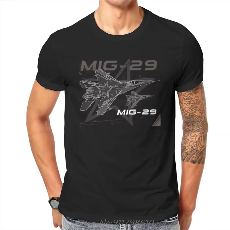 T-Shirt de fitness classique en coton pour homme, col rond, russe, URSS, CCCP, MIG-29