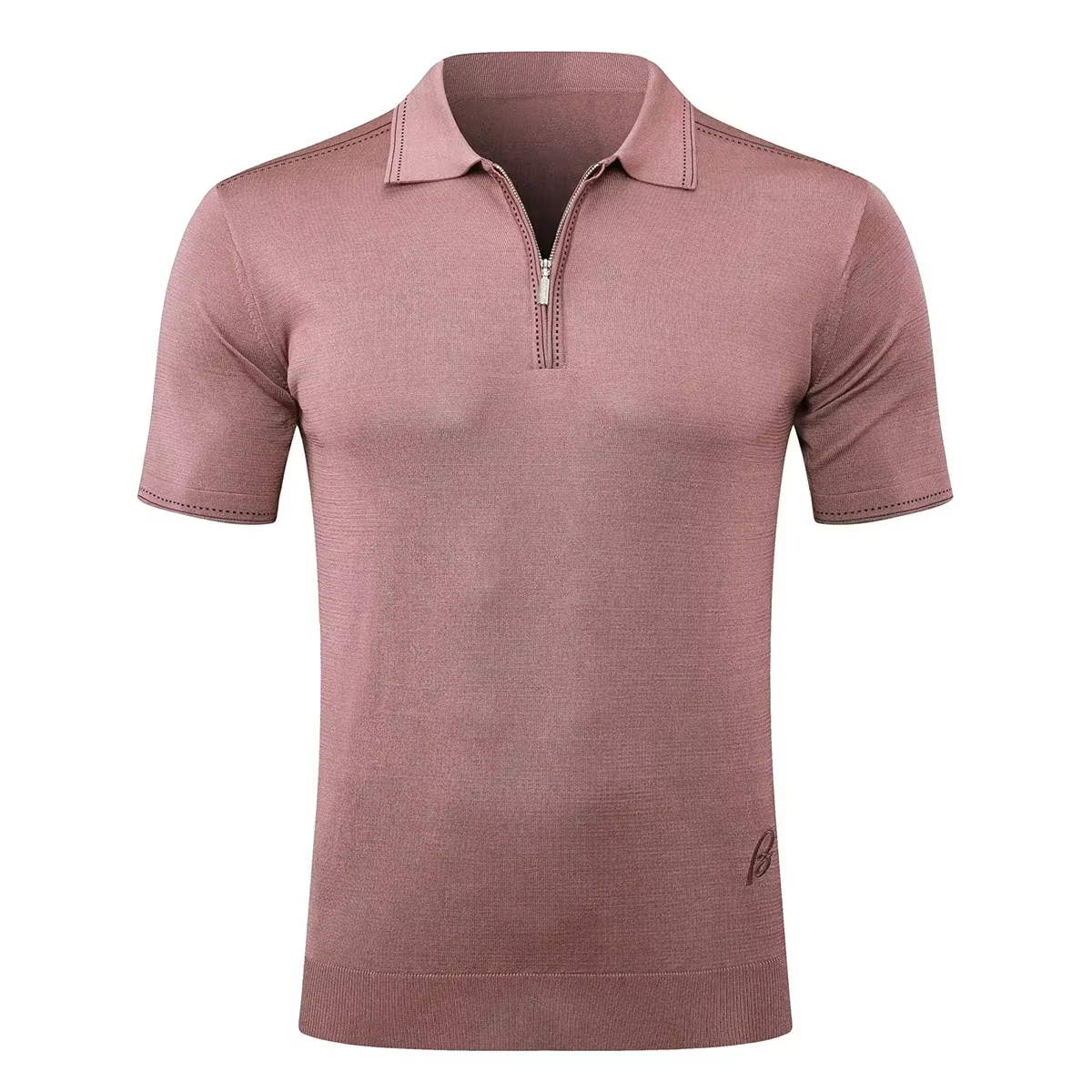 BILLIONAIRE BLSK CPRT polo soie hommes 2026 nouvelle couleur unie élastique à manches courtes mince 