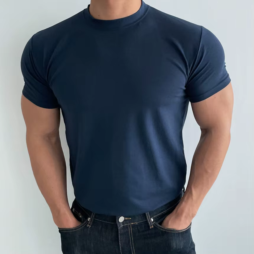 T-shirt d'Entraînement à Manches Courtes pour Homme, Haute artificiel asticité, Coton Respirant, vac