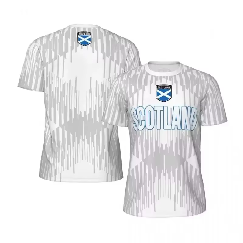T-shirt de sport à motif bleu écossais pour hommes et femmes, imprimé en 3D, manches courtes, décont