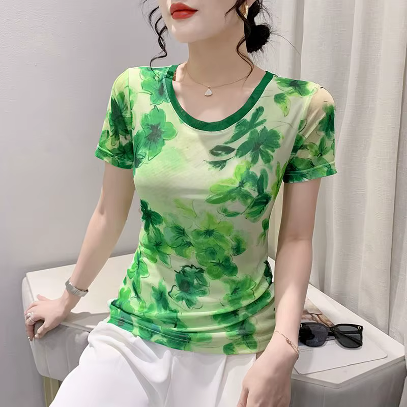 T-shirt à manches courtes pour femmes, nouveau Style, col rond, en maille, petite chemise à la mode,