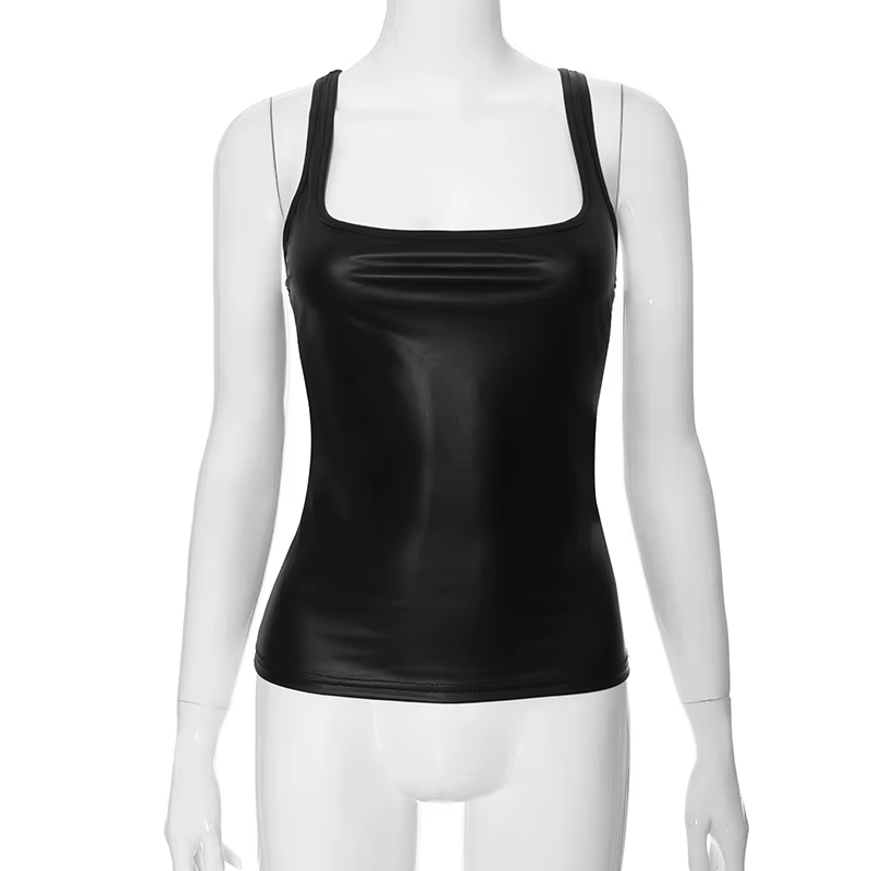 Débardeur une pièce à lacets, couleur unie, Slim, col carré, sans manches, Y2k, mode Sexy, vêtements