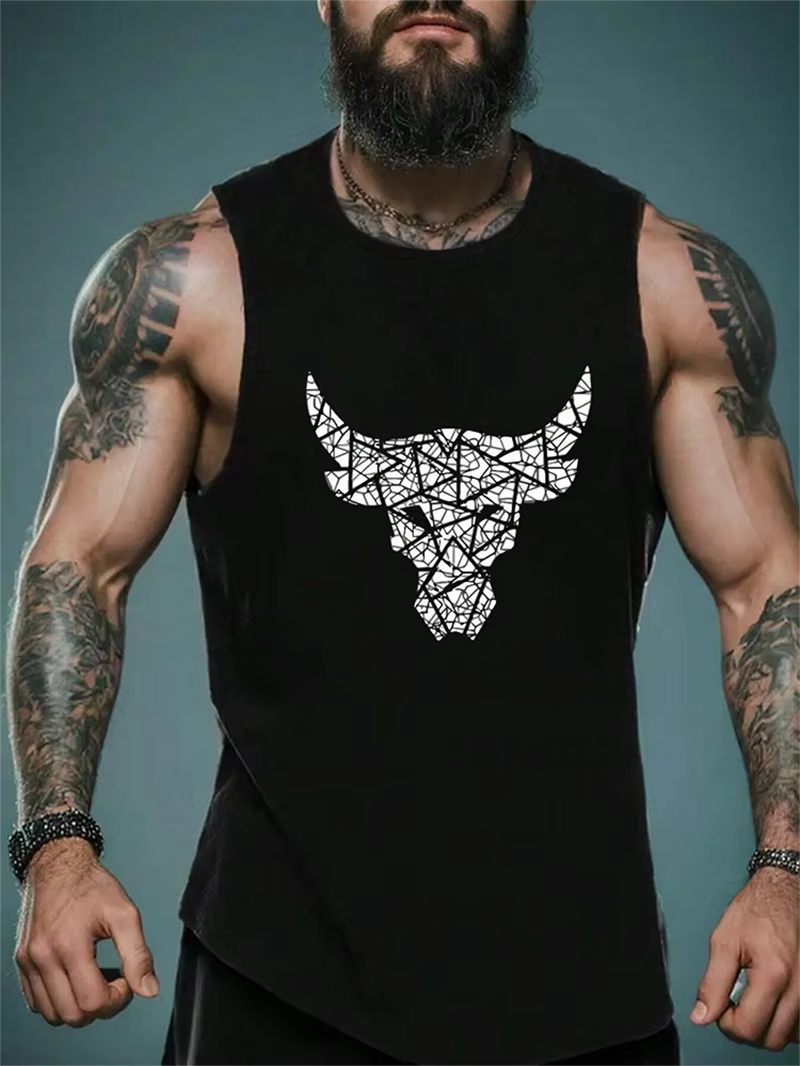 Débardeur graphique taureau tendance pour hommes, Streetwear d'été, imprimé en 3D, gilet de gymnasti