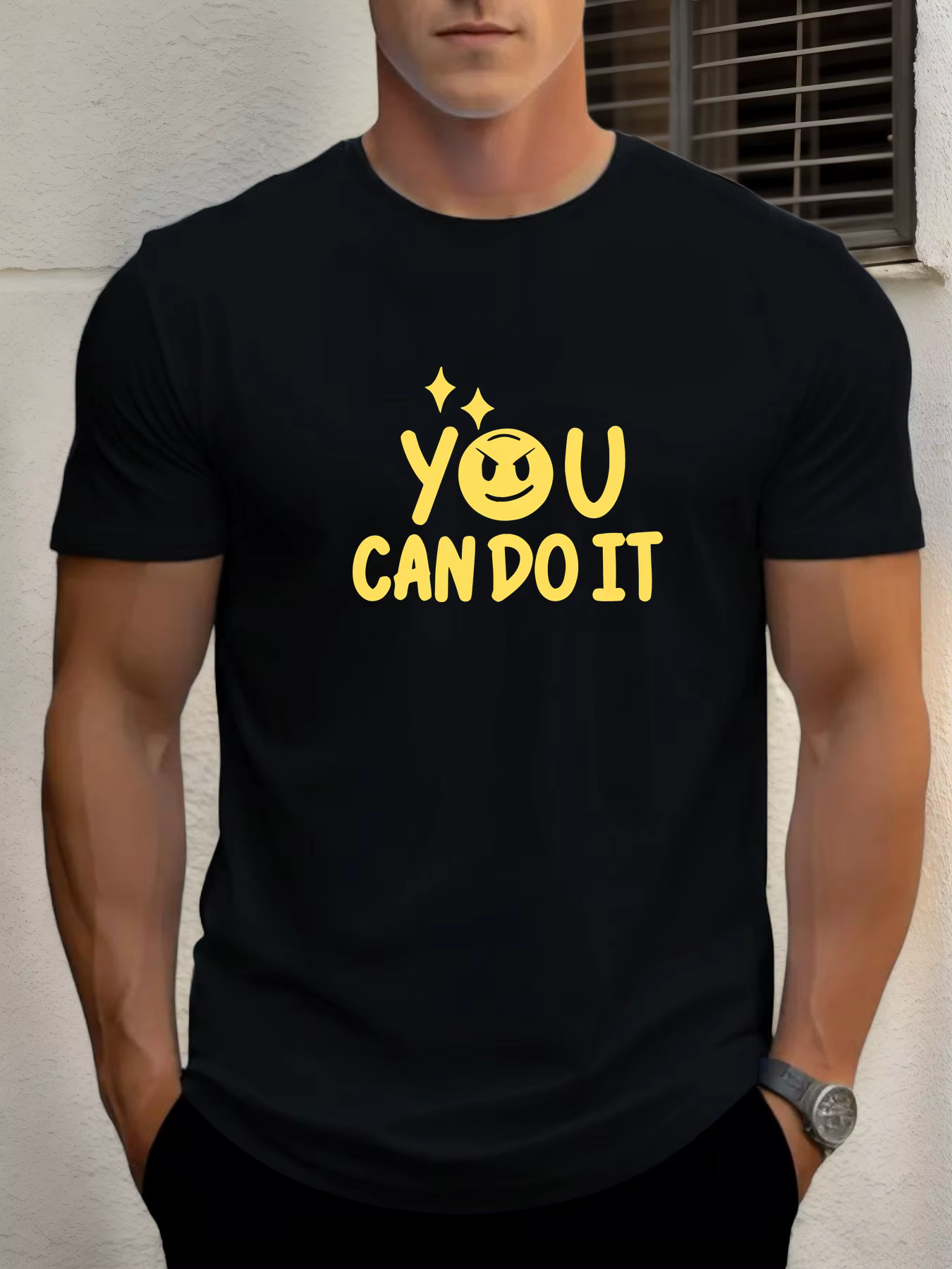T-shirts pour homme, vous pouvez le faire 100 % coton impression graphique été t-shirt col rond déco