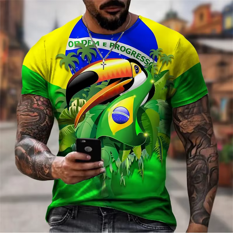 T-shirt graphique de sensation brésilienne pour hommes, impression 3D, T-shirt de football Mountaini