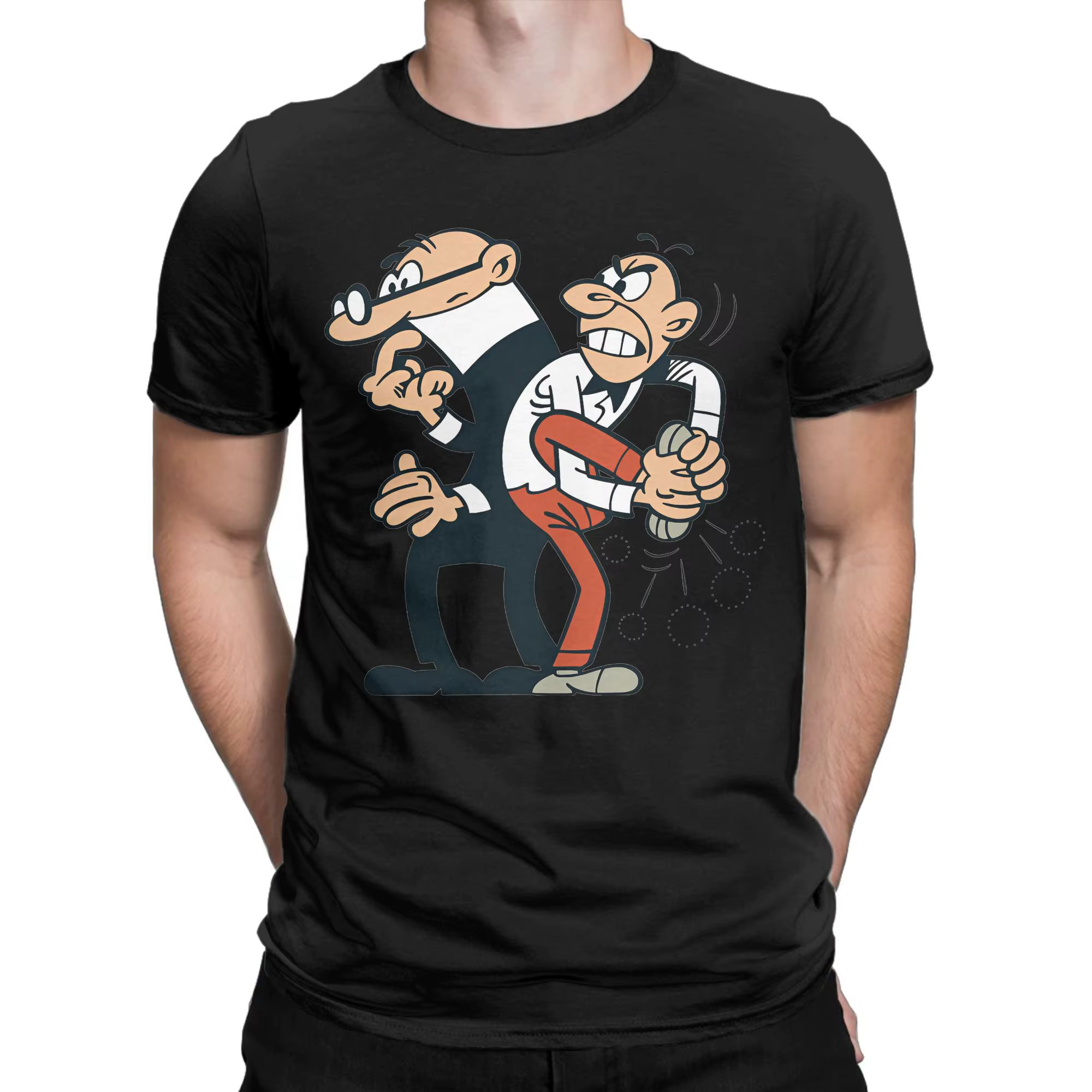 Mort & Phil Mortadelo y Filemón T-Shirts hommes Humor coton T-Shirts col rond manches courtes T-Shir
