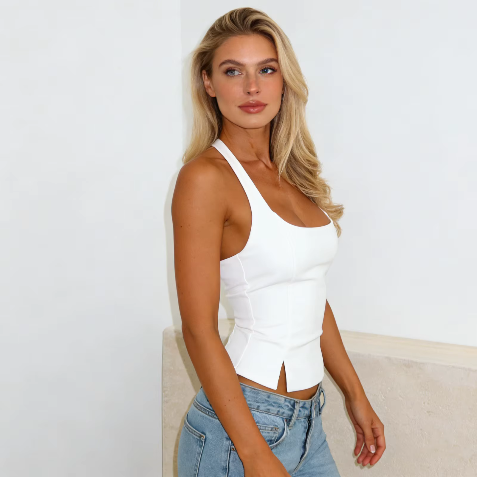 Débardeur de couleur unie pour femmes, mode été, gilet slim sans manches, Seteetwear