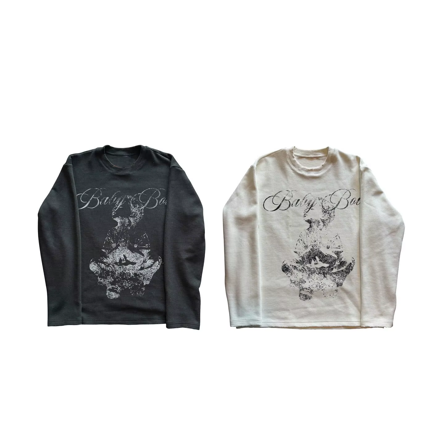 Nouvelle Arrivée 2026 – T-shirt Femme Y2K en Maille Gaufrée à Manches Longues, Imprimé Lettres Anges