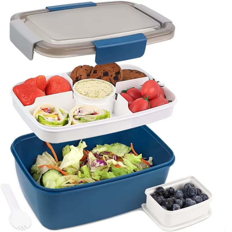 Grande boîte à Bento sûre pour micro-ondes, grand récipient alimentaire pour salade, plateau à 4 com