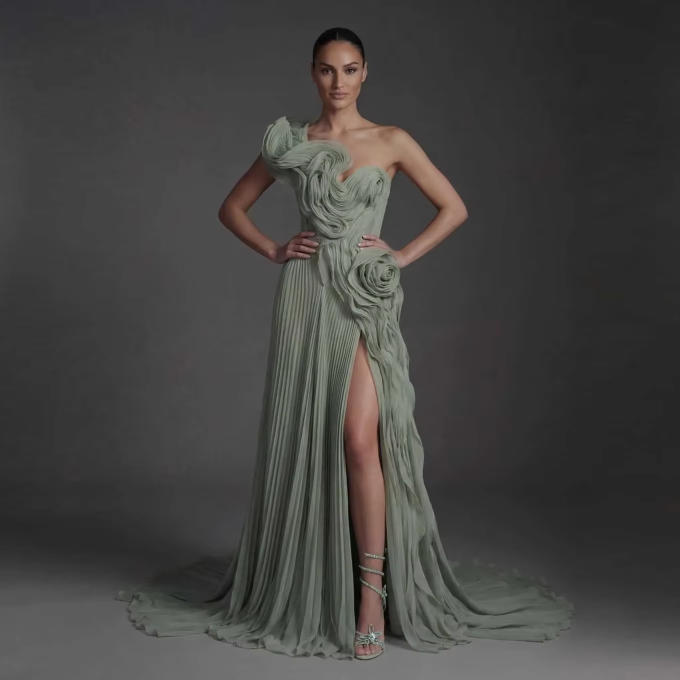 Robes de soirée longues Sage pour femmes, sans manches, fendues, sur mesure, à motif floral, coupe t