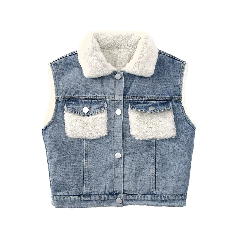 2025 enfants automne hiver Denim gilet pour fille isolé sans manches veste d'extérieur 4-13 ans enfa