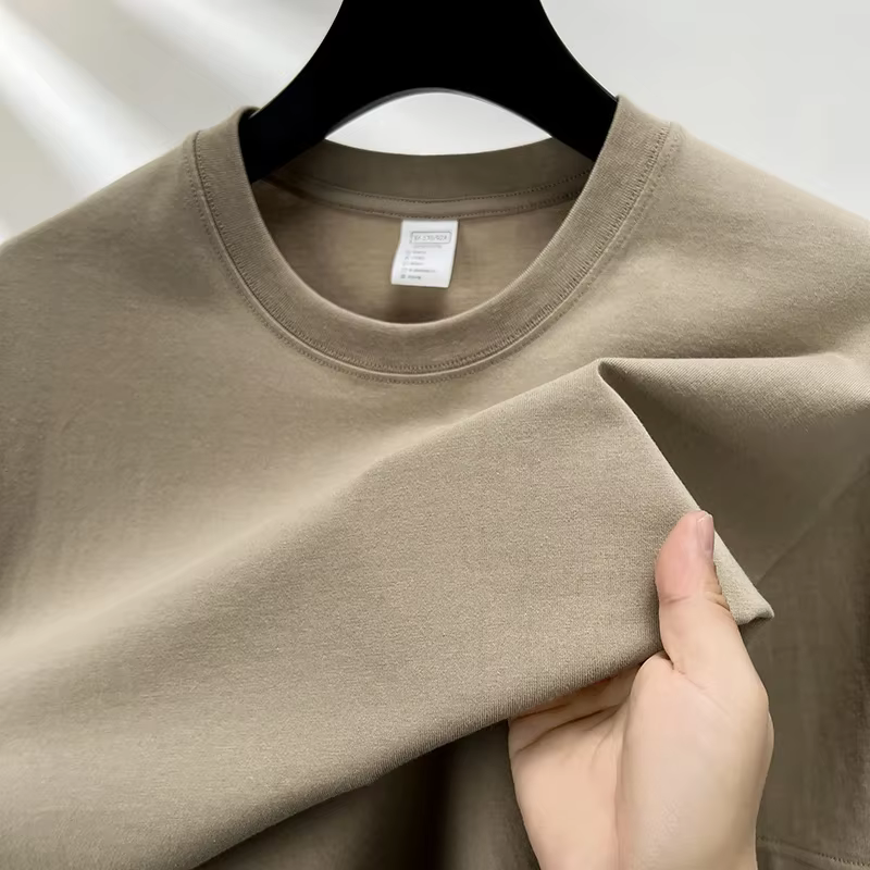 100% pur coton été haut de gamme marque hommes à manches courtes col rond Style à la mode demi manch