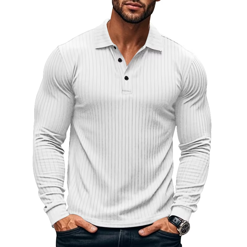 T-shirt fin à manches longues pour hommes, chemises à revers minces, vêtements de créateurs, mode pr