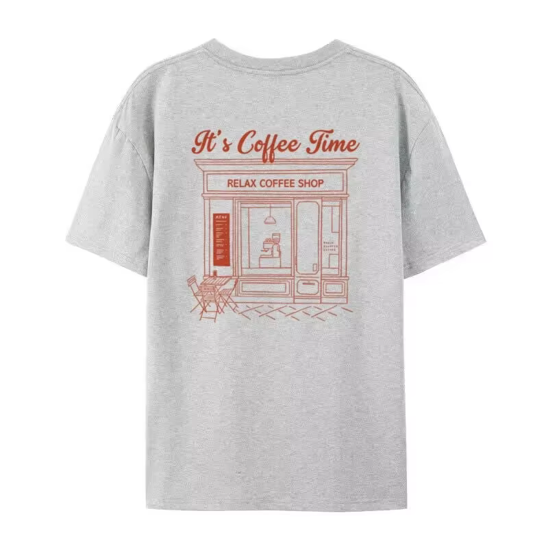 Coffee Time-T-shirt imprimé au dos de style rétro pour femmes, T-shirt d'amant de café vintage, mode