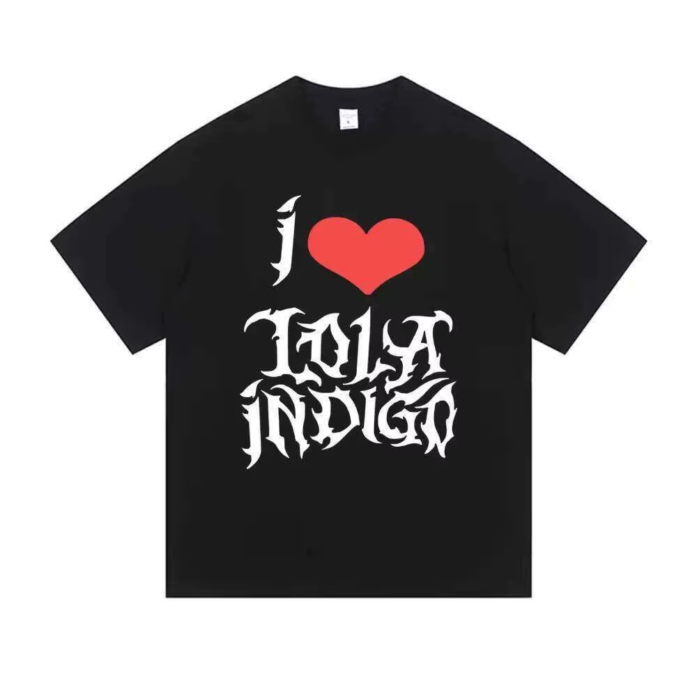 T-shirt I Love Lola Indigo pour femmes et hommes, imprimé lettres gothiques, pour fans de la chanteu