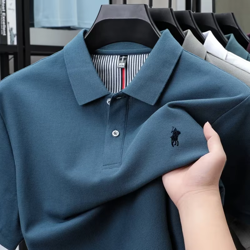 Polo à manches courtes 100 % coton pur de marque haut de gamme, nouveau design brodé Paul Pony, haut