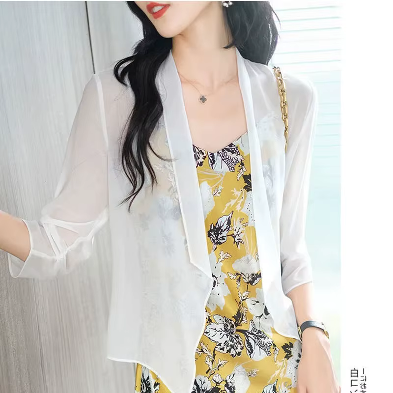 Cardigan en mousseline pour femme, collection été 2026, fin et ample, style décontracté, veste de pr