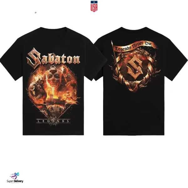 T-shirt Sabaton Legends Never Die, groupe de musique métal, réédition, unisexe, vintage, pour hommes