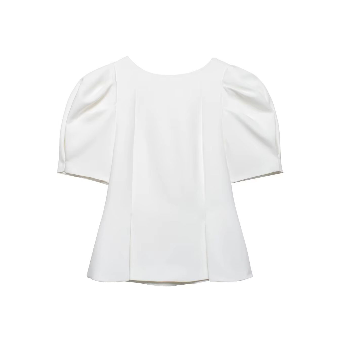 T-shirts d'été à manches courtes bouffantes pour femmes, chemisiers chics ajustés à col rond, hauts