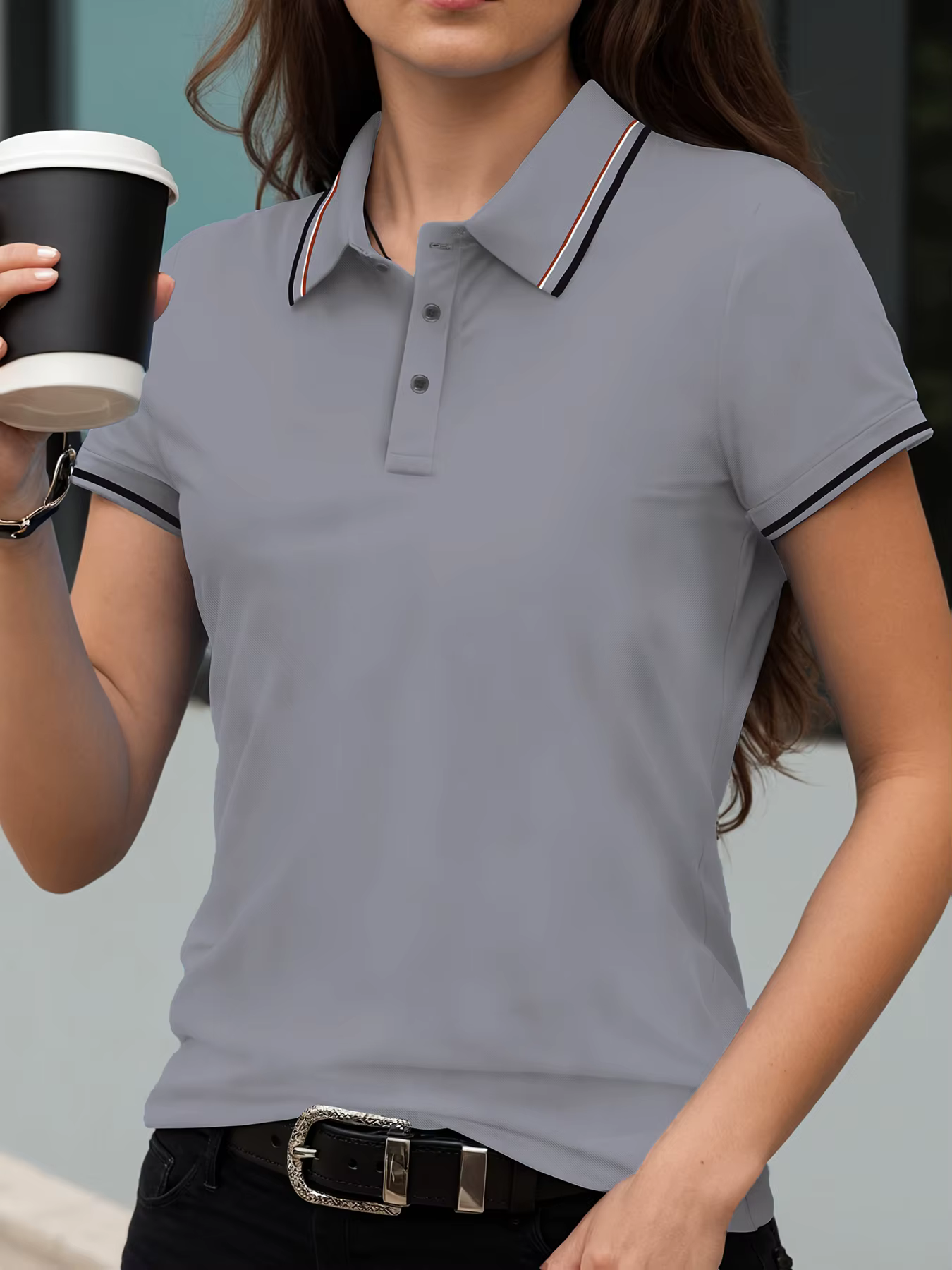 Polo à rayures de couleur unie pour femmes, T-Shirts de Sport assortis avec tout, col à manches cour