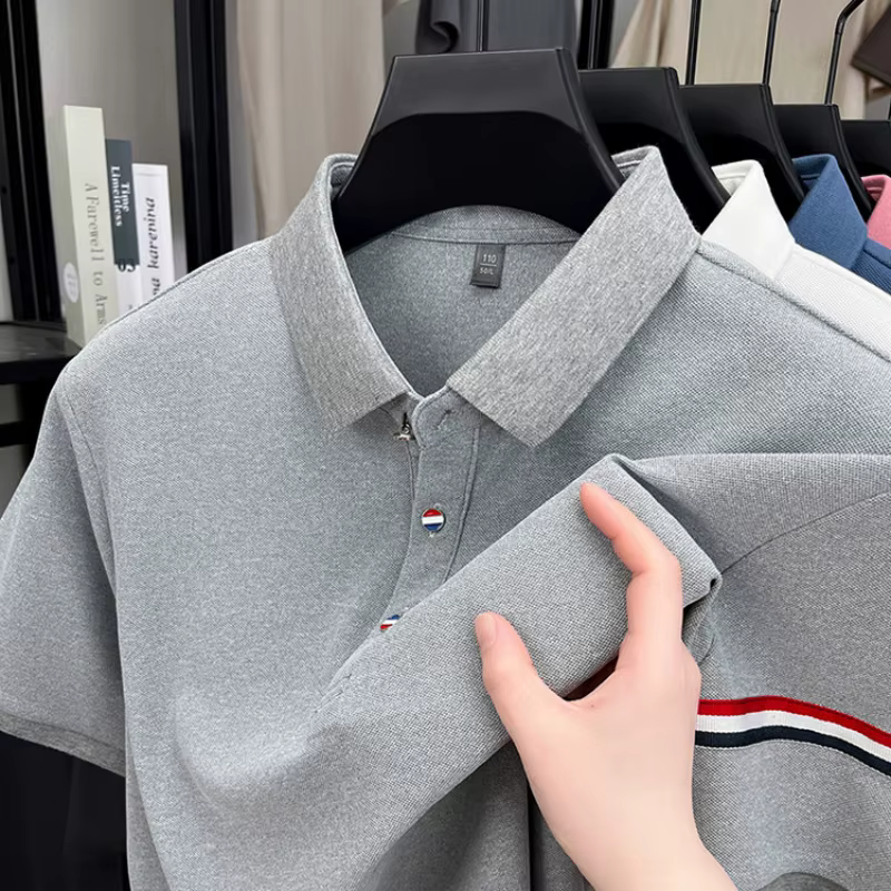 Polo Homme Haut de Gamme à Manches Courtes, Col Boutonné, Style Britannique, Nouvelle Tendance Estiv