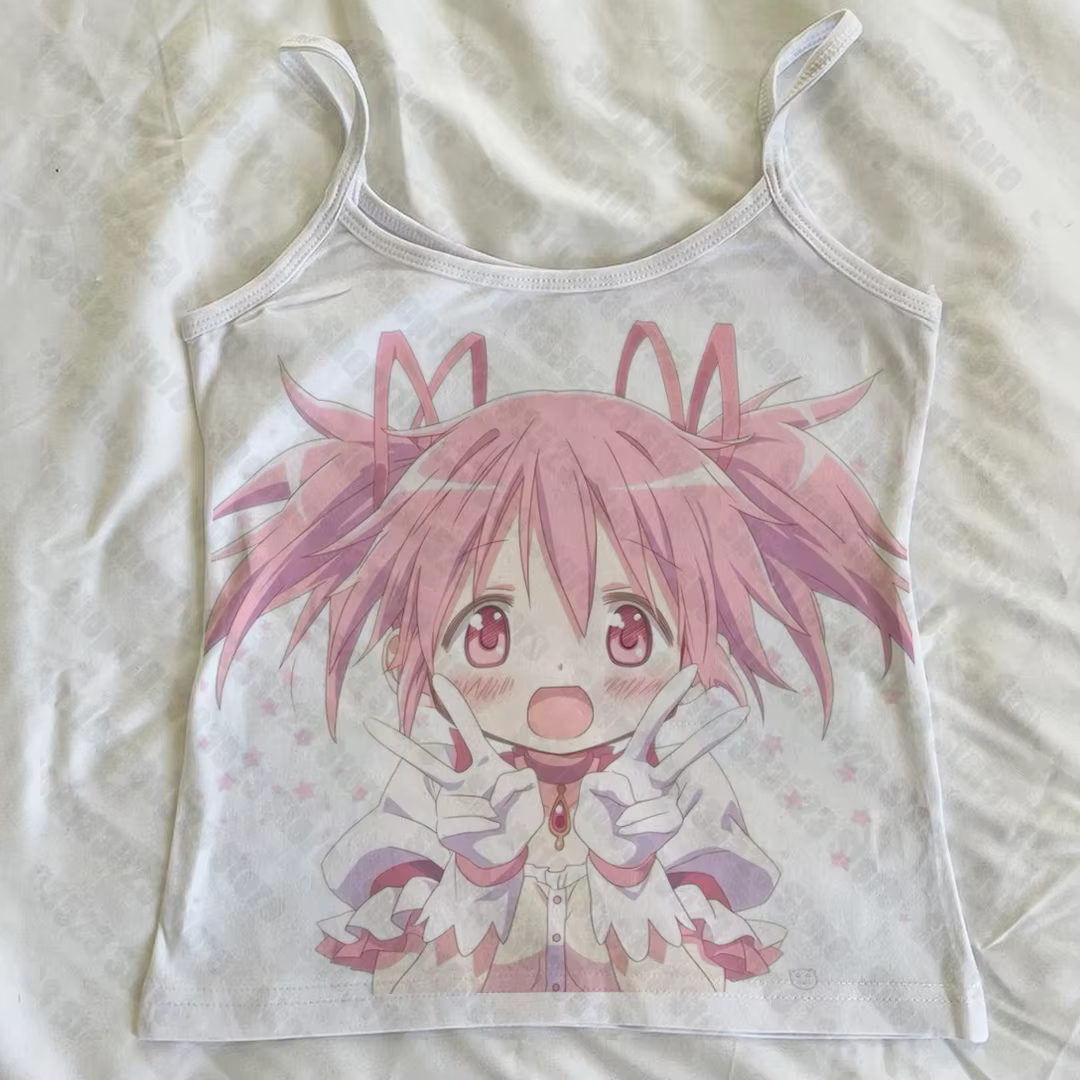 Kawaii filles femmes ajustement bébé réservoir Y2k Style impression gilet Emo filles Vintage graphiq