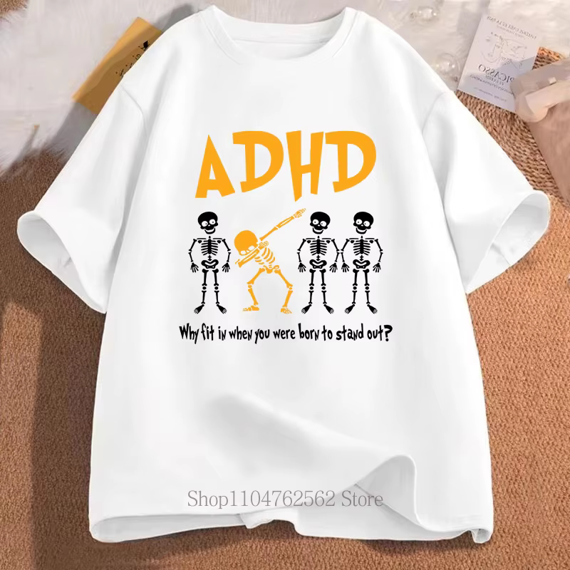 T-shirts à imprimé graphique sur le thème du TDAH pour femmes et hommes, mode décontractée d'été, st