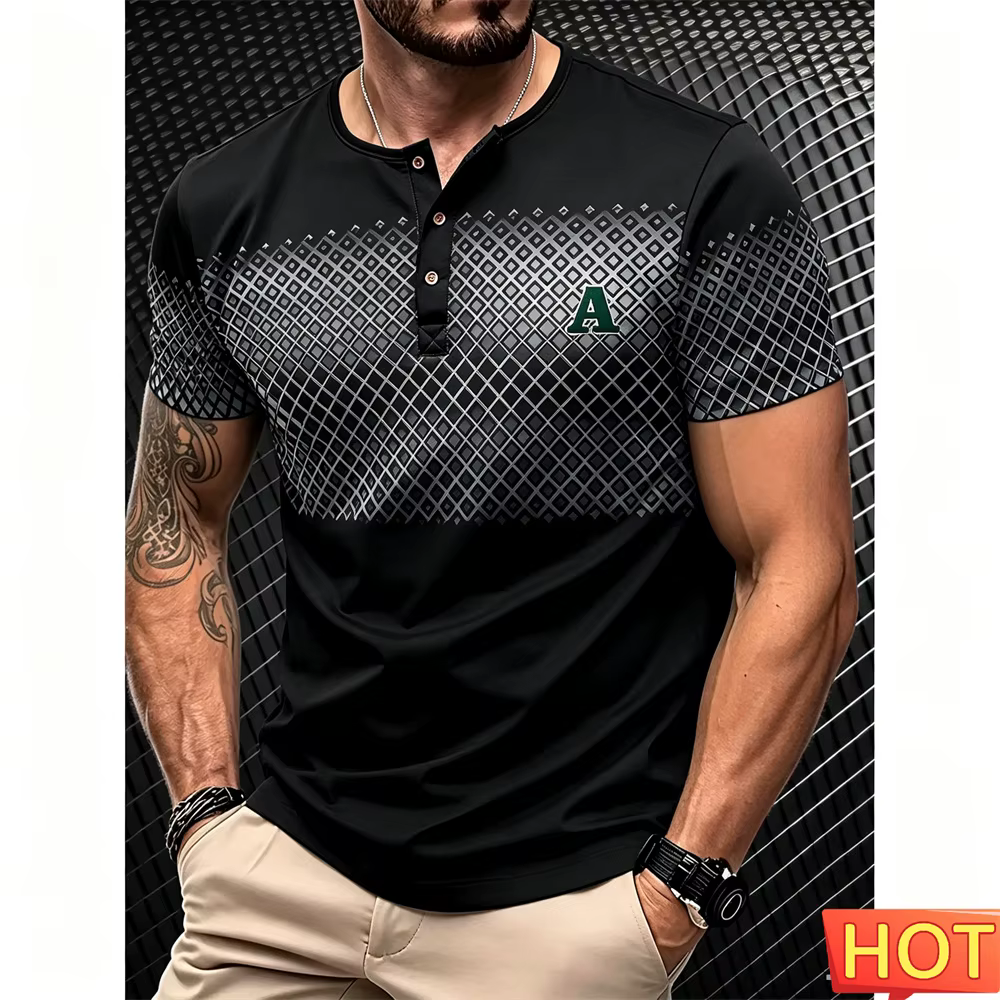 T-shirt pour homme, manches courtes, t-shirt Henry pour homme, t-shirt décontracté pour homme, t-shi