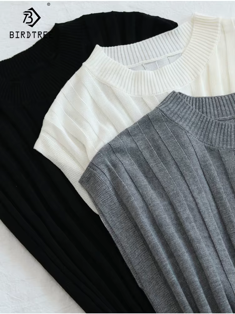 Birdtree, T-shirts fins en soie véritable à 60%, débardeurs sans manches à col rond pour femmes, gil