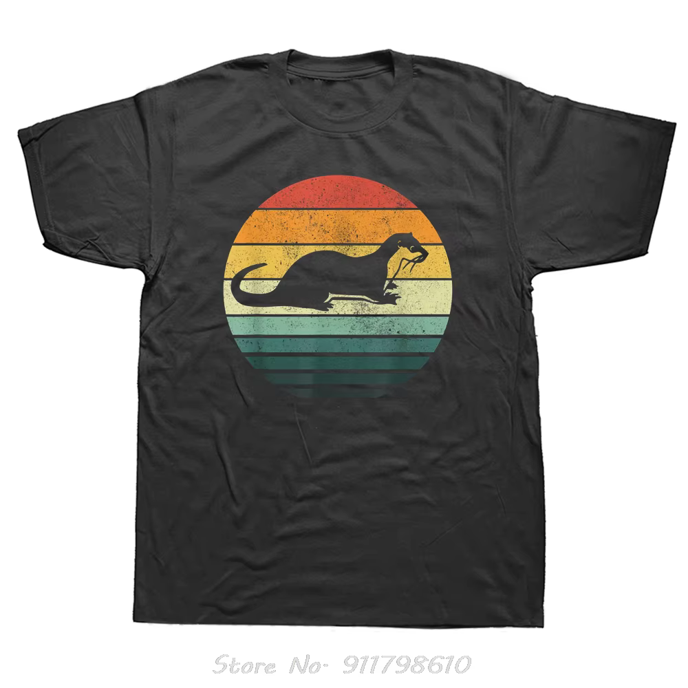 T-shirt surdimensionné drôle loutre de mer Animal coucher de soleil rétro Vintage hommes vêtements S