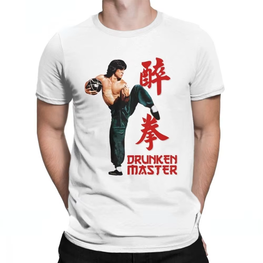 T-shirt à manches courtes pour hommes, Kung Fu chinois, Jackie Chan, Drunken Master, Film Dragon chi