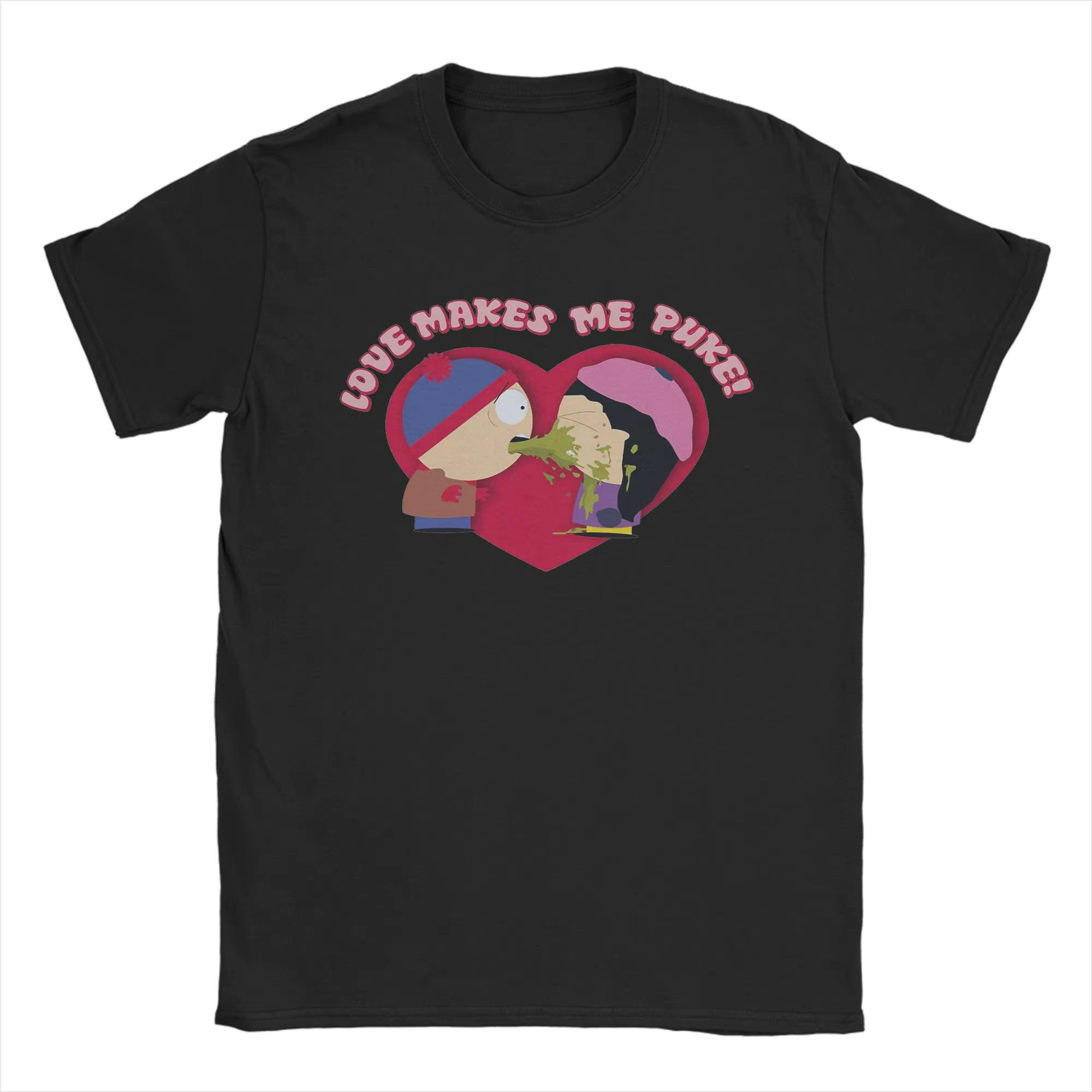 Souths Parks T-Shirt pour hommes femmes pur coton créatif T-Shirt col rond amour me rend Puke t-shir